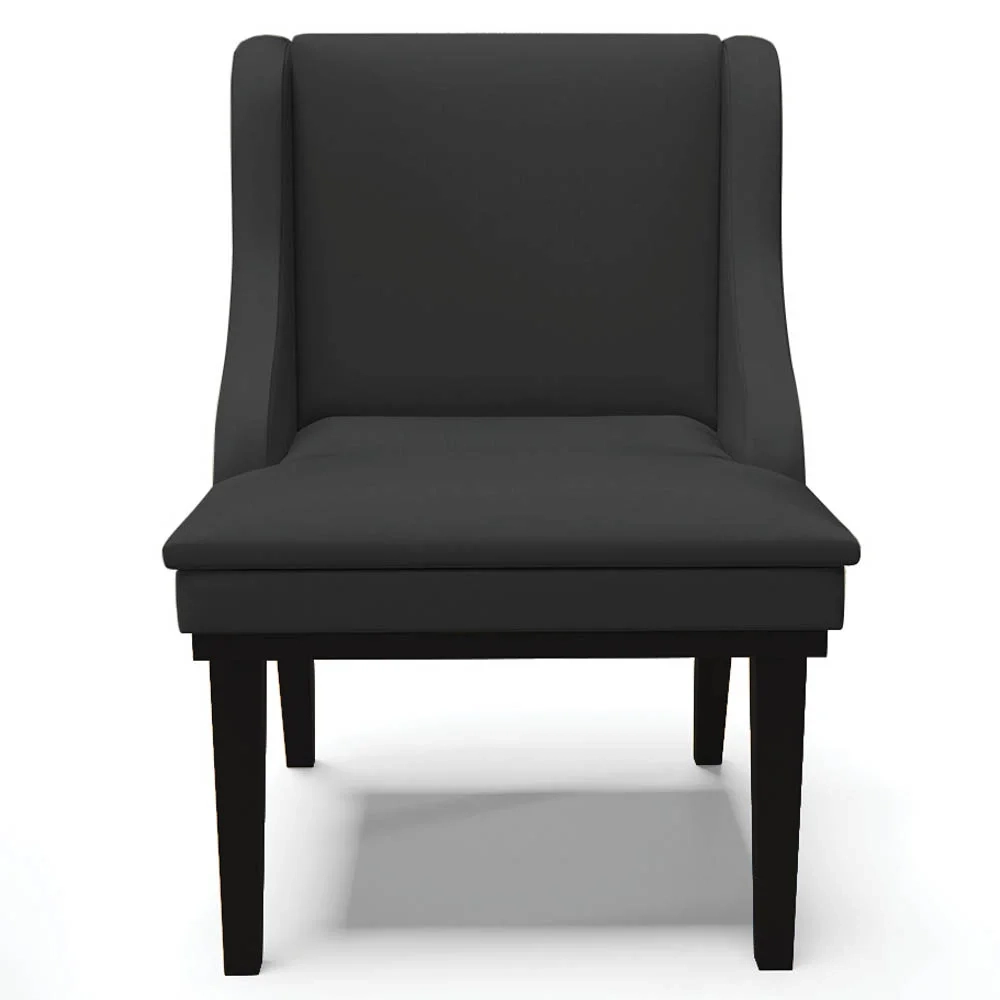 Kit 2 Cadeiras Estofadas Sala de Jantar Base Fixa de Madeira Preto Lia Sintético Preto - Ibiza