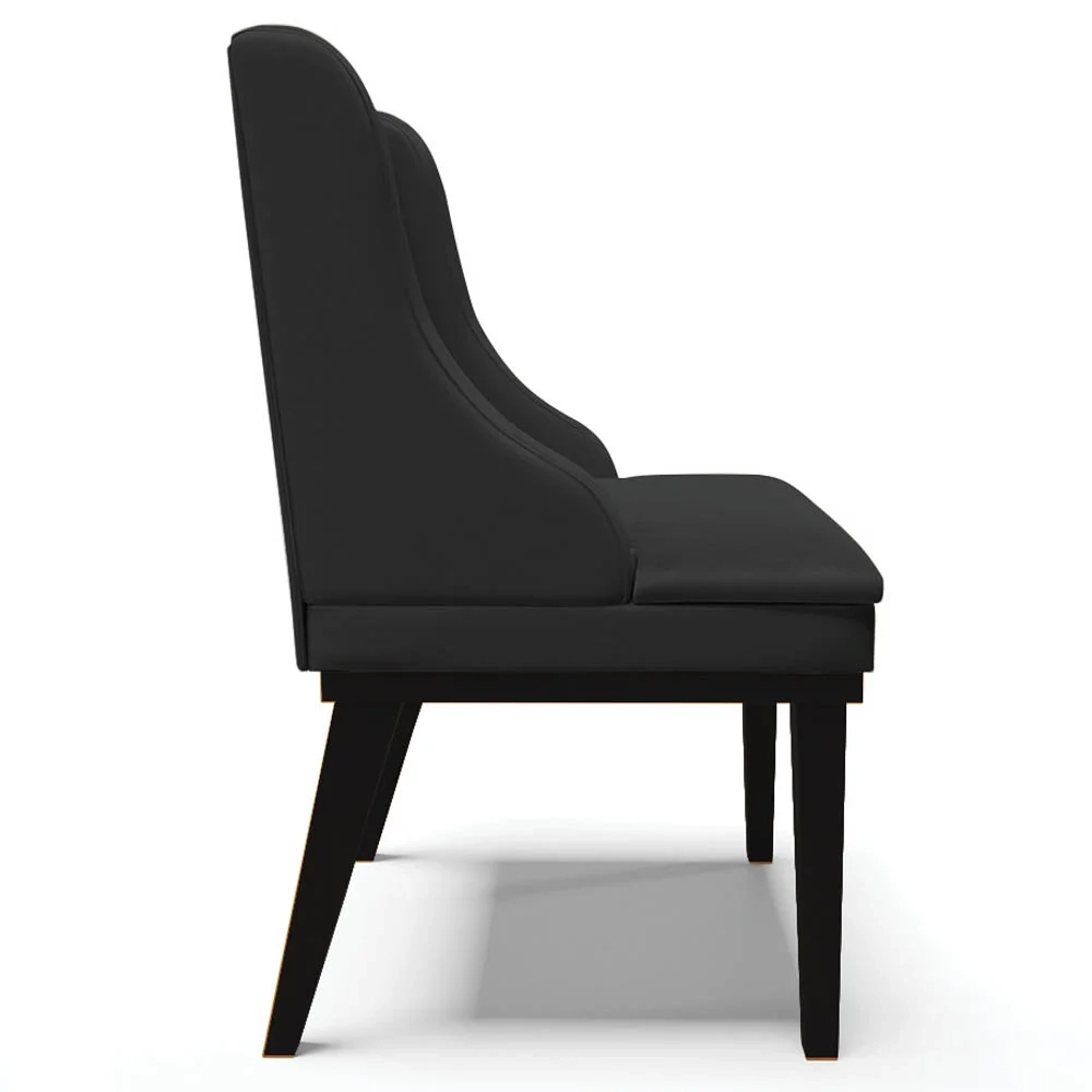 Kit 2 Cadeiras Estofadas Sala de Jantar Base Fixa de Madeira Preto Lia Sintético Preto - Ibiza