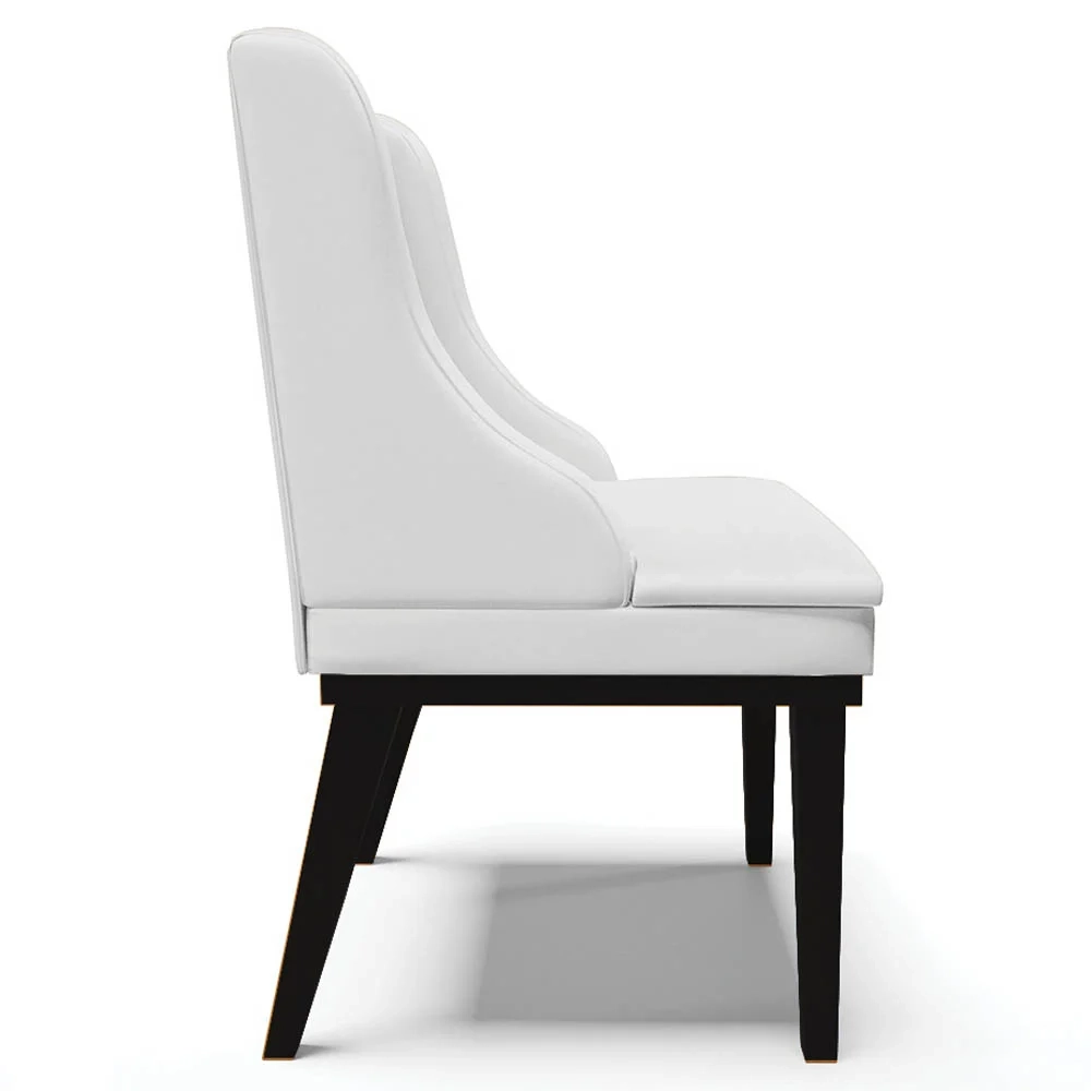 Kit 6 Cadeiras Estofadas Sala de Jantar Base Fixa de Madeira Preto Lia Sintético Branco - Ibiza