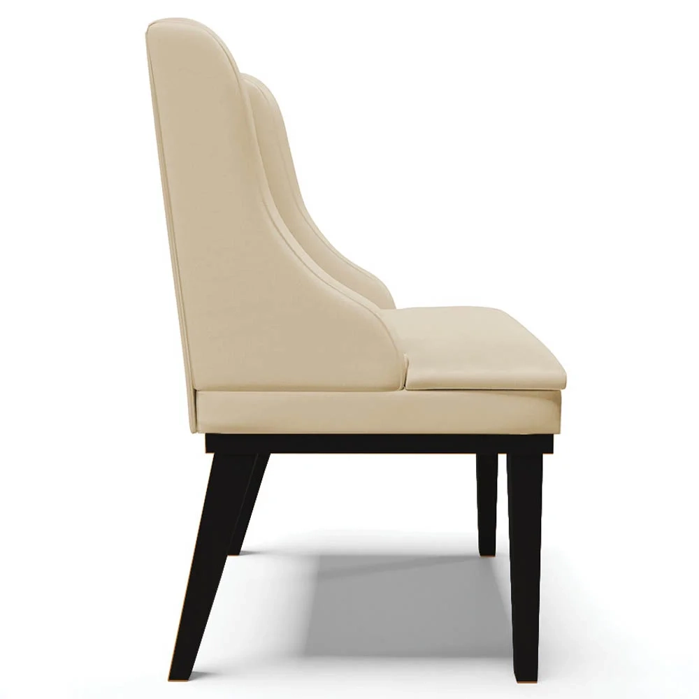 Kit 10 Cadeiras Estofadas Sala de Jantar Base Fixa de Madeira Preto Lia Sintético Bege - Ibiza