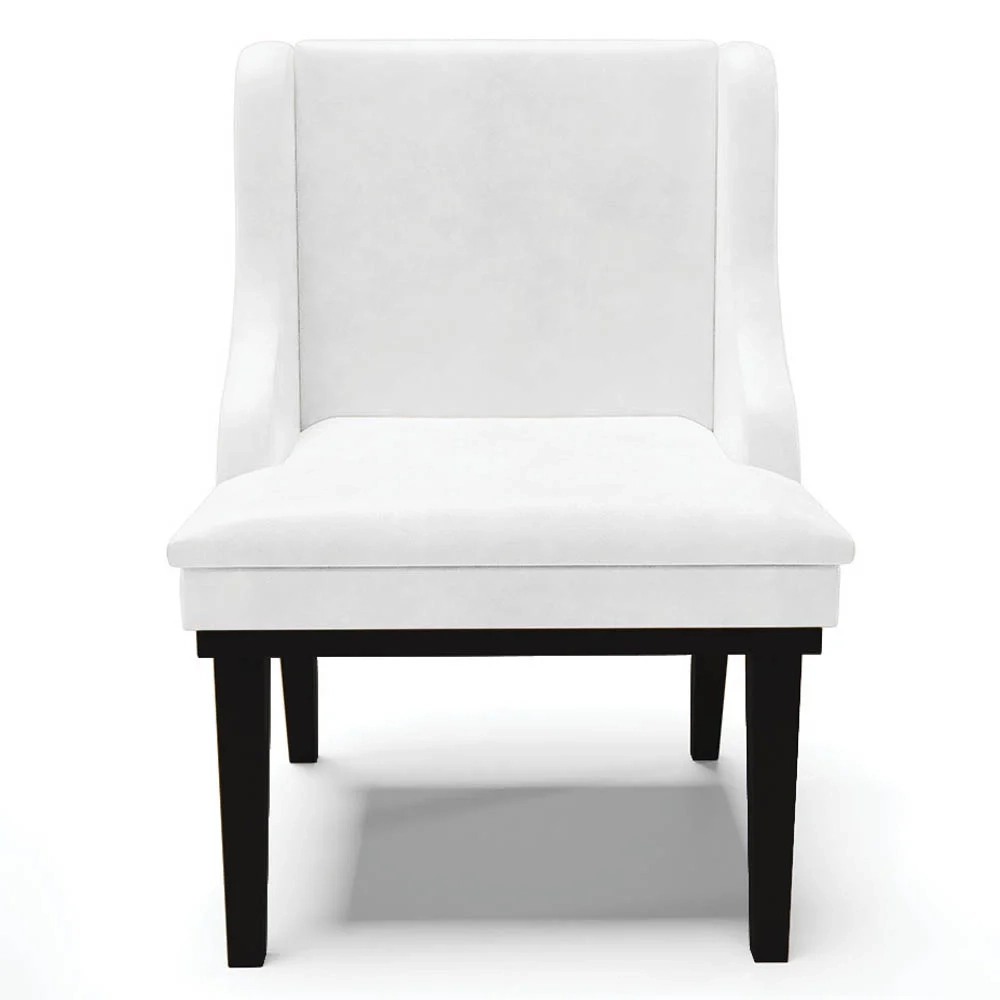 Cadeira Estofada para Sala de Jantar Base Fixa de Madeira Preto Lia Sintético Premium Branco - Ibiza