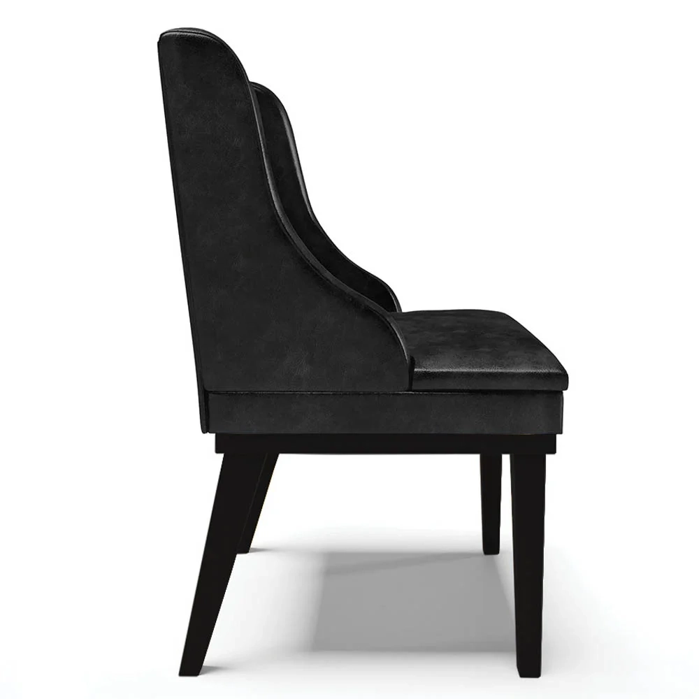 Cadeira Estofada para Sala de Jantar Base Fixa de Madeira Preto Lia Sintético Premium Preto - Ibiza