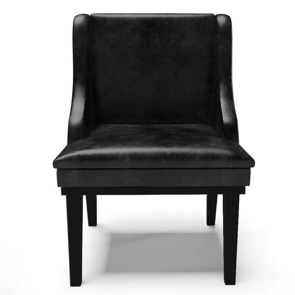 Cadeira Estofada para Sala de Jantar Base Fixa de Madeira Preto Lia Sintético Premium Preto - Ibiza