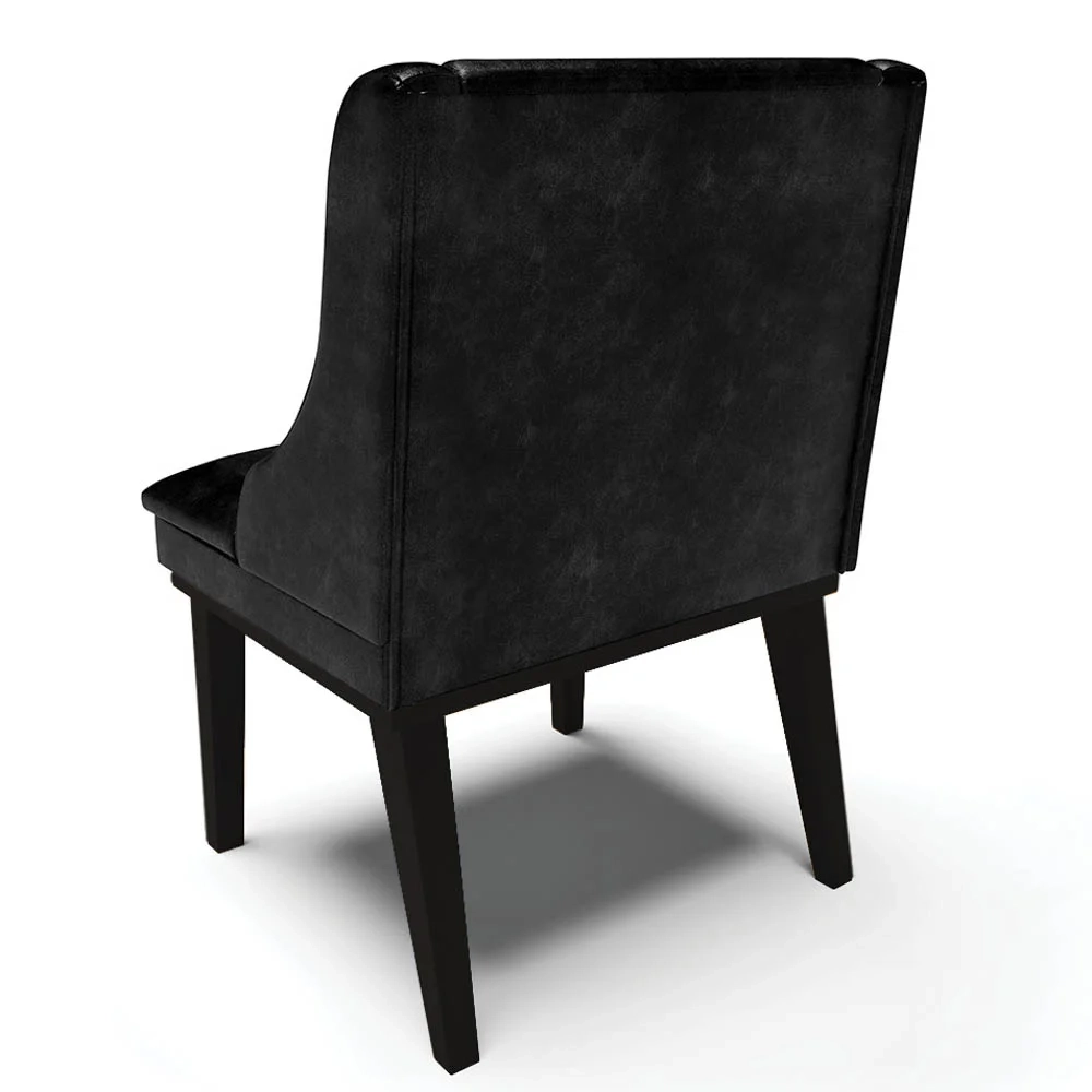 Cadeira Estofada para Sala de Jantar Base Fixa de Madeira Preto Lia Sintético Premium Preto - Ibiza