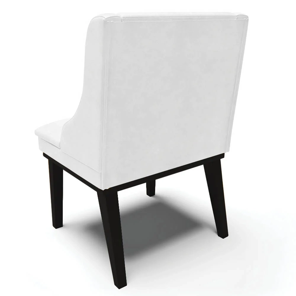 Kit 8 Cadeiras Estofadas Base Fixa de Madeira Preto Lia Sintético Premium Branco - Ibiza