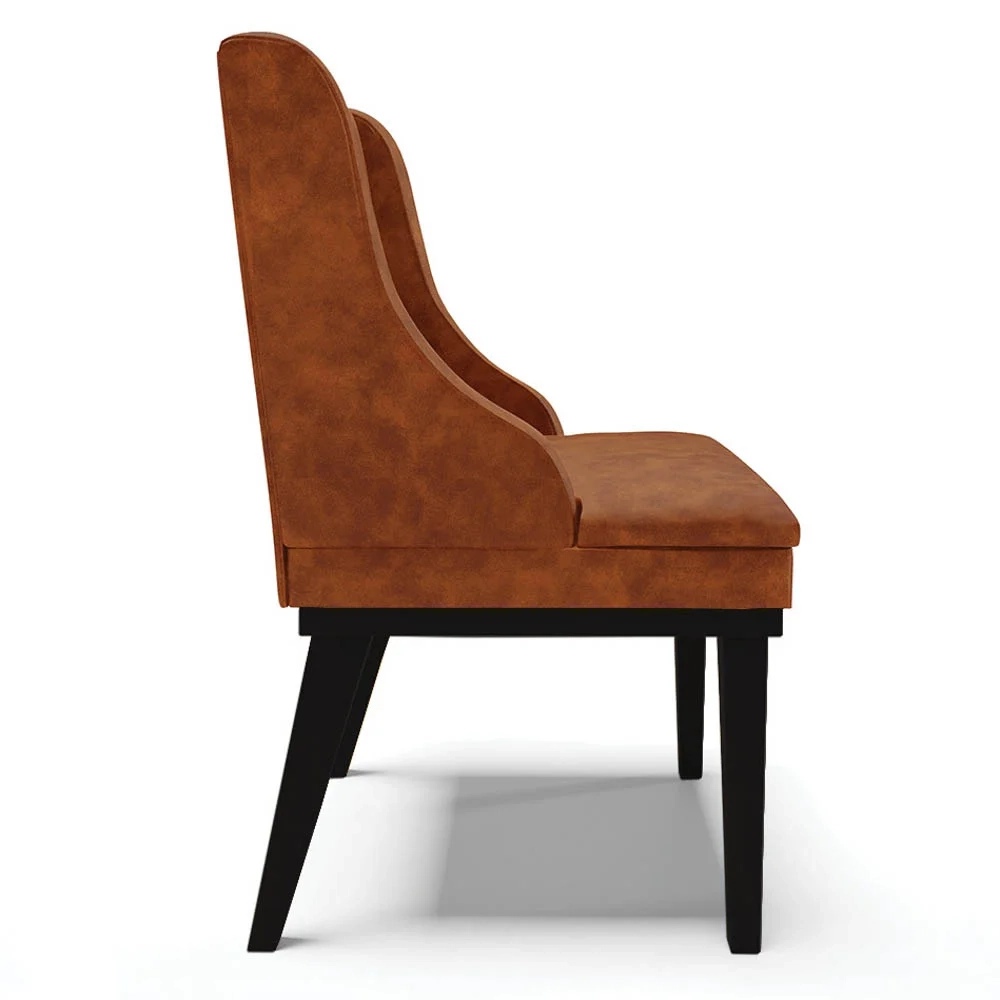 Kit 10 Cadeiras Estofadas Base Fixa de Madeira Preto Lia Sintético Premium Nozes - Ibiza