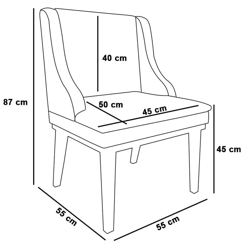Kit 10 Cadeiras Estofadas Base Fixa de Madeira Preto Lia Sintético Premium Preto - Ibiza