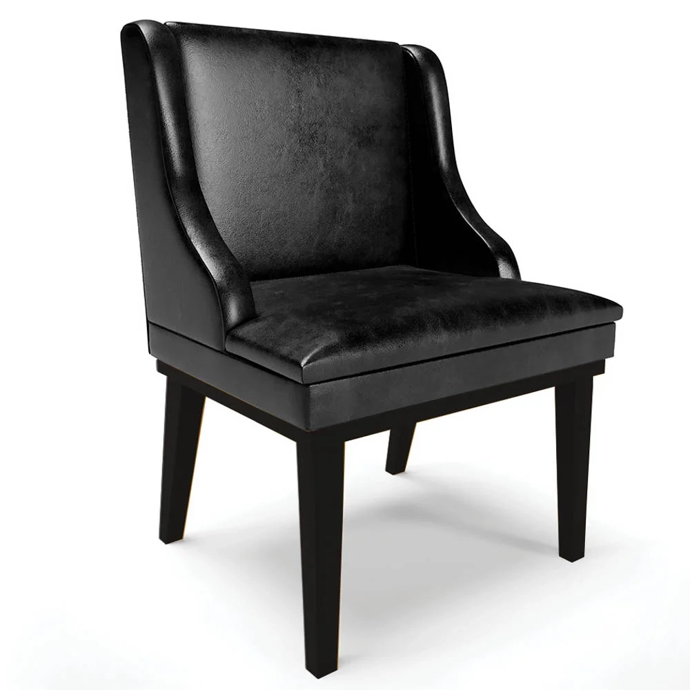 Kit 8 Cadeiras Estofadas Base Fixa de Madeira Preto Lia Sintético Premium Preto - Ibiza