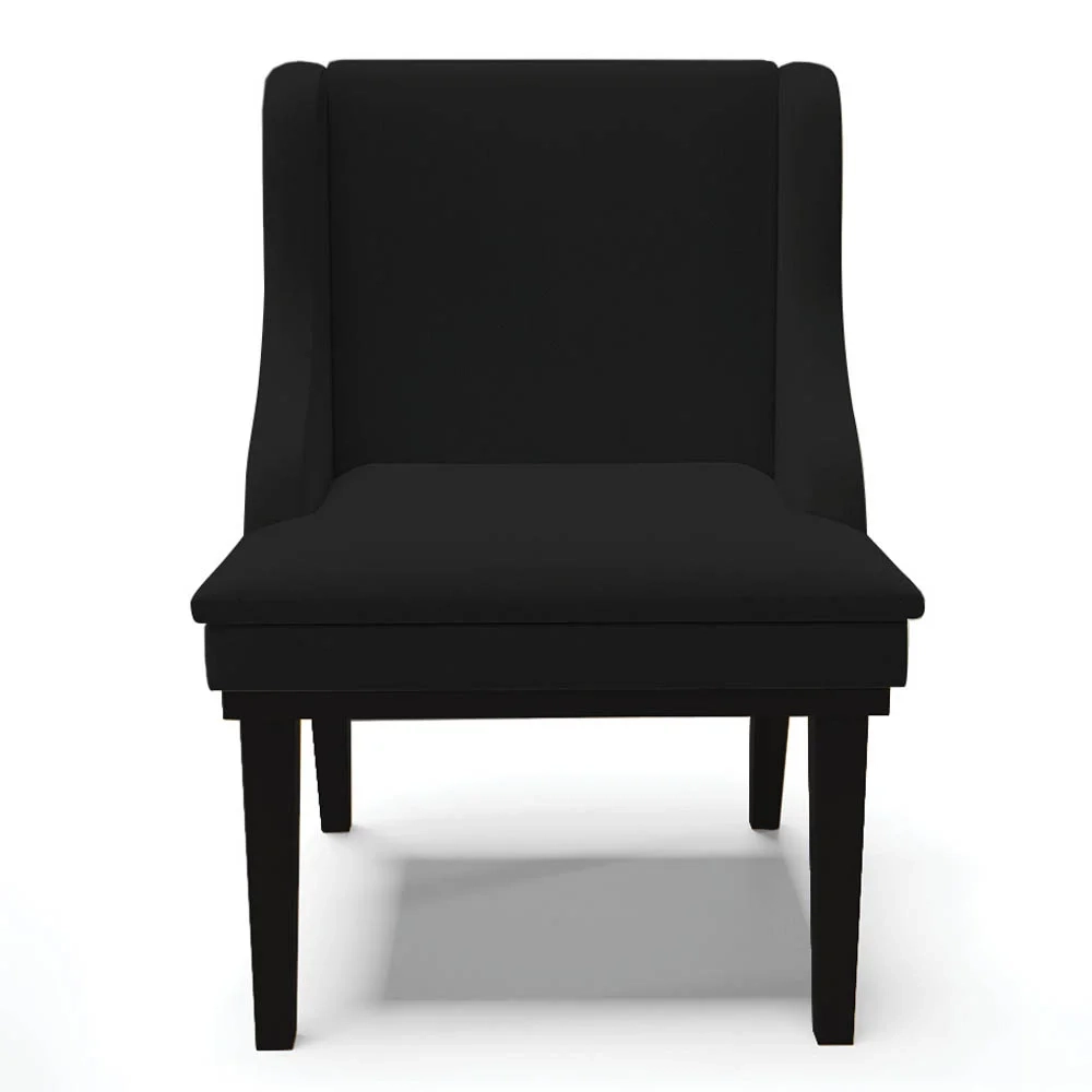 Cadeira Estofada para Sala de Jantar Base Fixa de Madeira Preto Lia Linho Preto - Ibiza