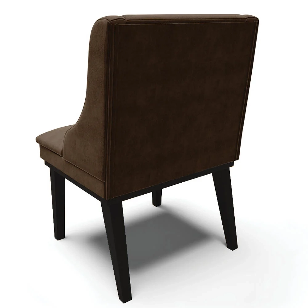 Cadeira Estofada para Sala de Jantar Base Fixa de Madeira Preto Lia Suede Marrom - Ibiza