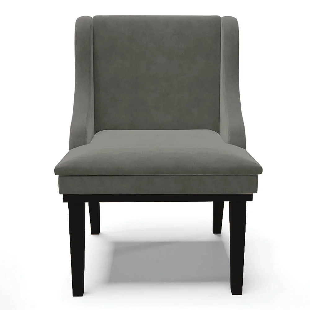 Cadeira Estofada para Sala de Jantar Base Fixa de Madeira Preto Lia Suede Grafite - Ibiza