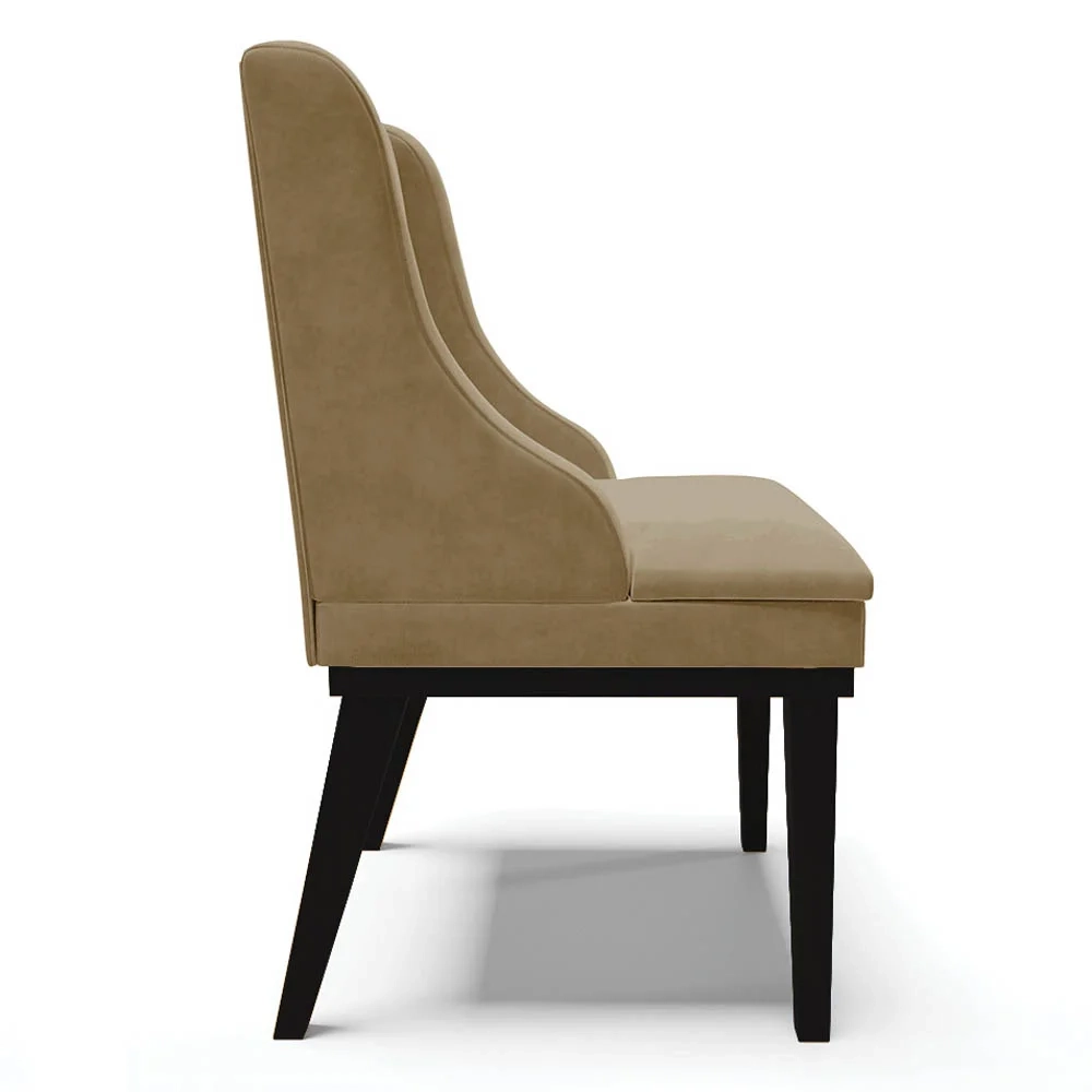 Cadeira Estofada para Sala de Jantar Base Fixa de Madeira Preto Lia Suede Marrom RT - Ibiza