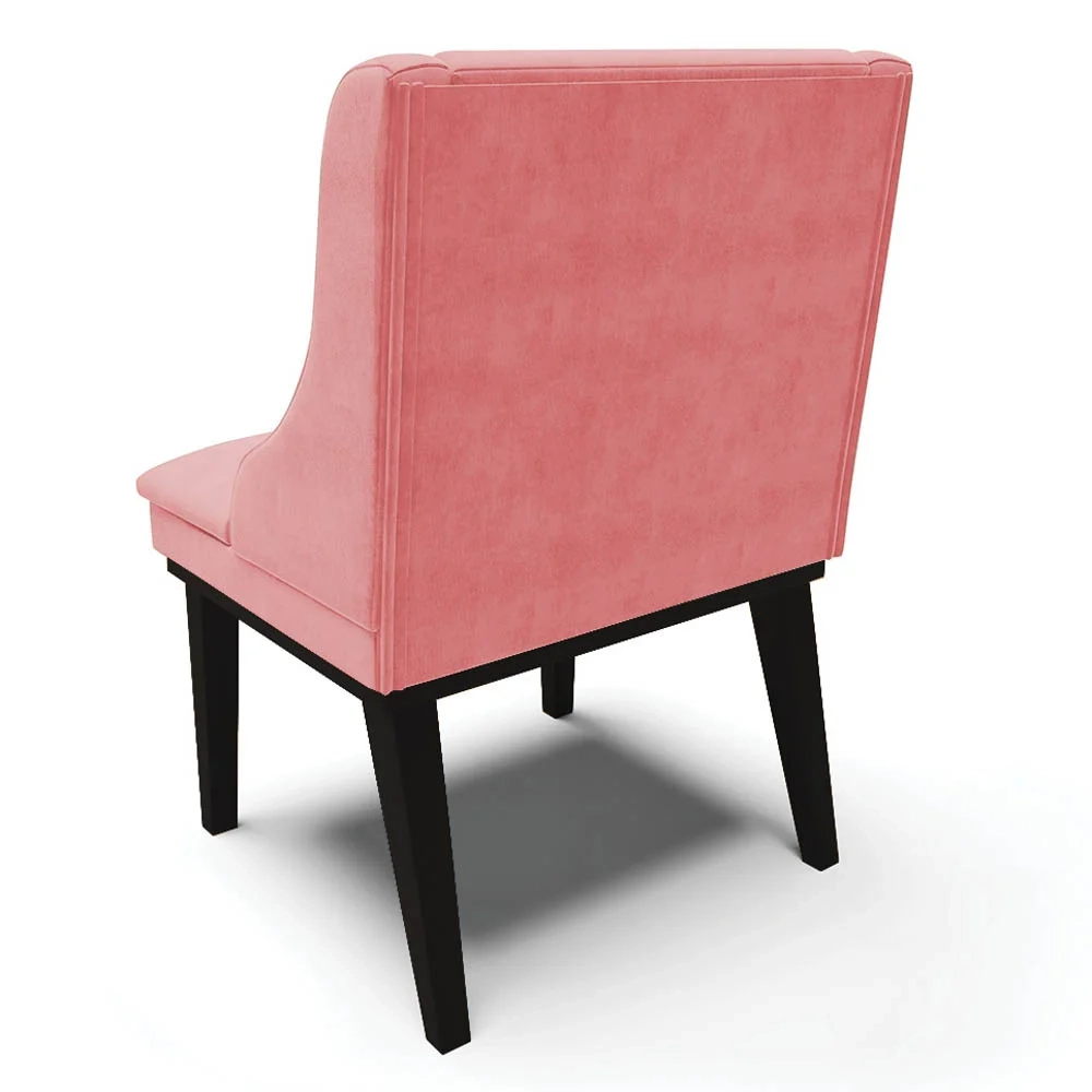 Cadeira Estofada para Sala de Jantar Base Fixa de Madeira Preto Lia Suede Rosê - Ibiza
