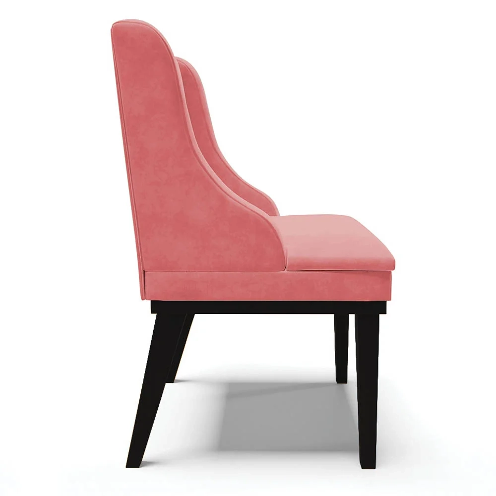 Cadeira Estofada para Sala de Jantar Base Fixa de Madeira Preto Lia Suede Rosê - Ibiza
