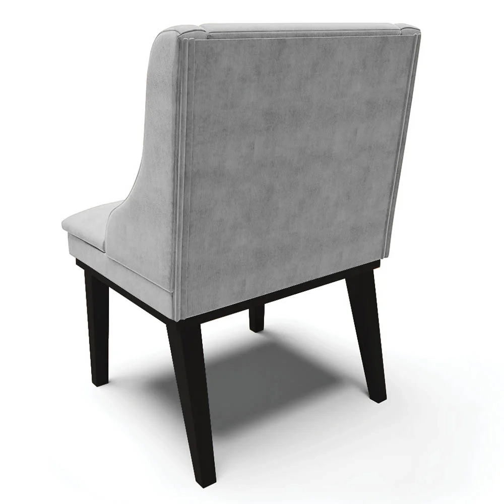 Cadeira Estofada para Sala de Jantar Base Fixa de Madeira Preto Lia Suede Cinza - Ibiza
