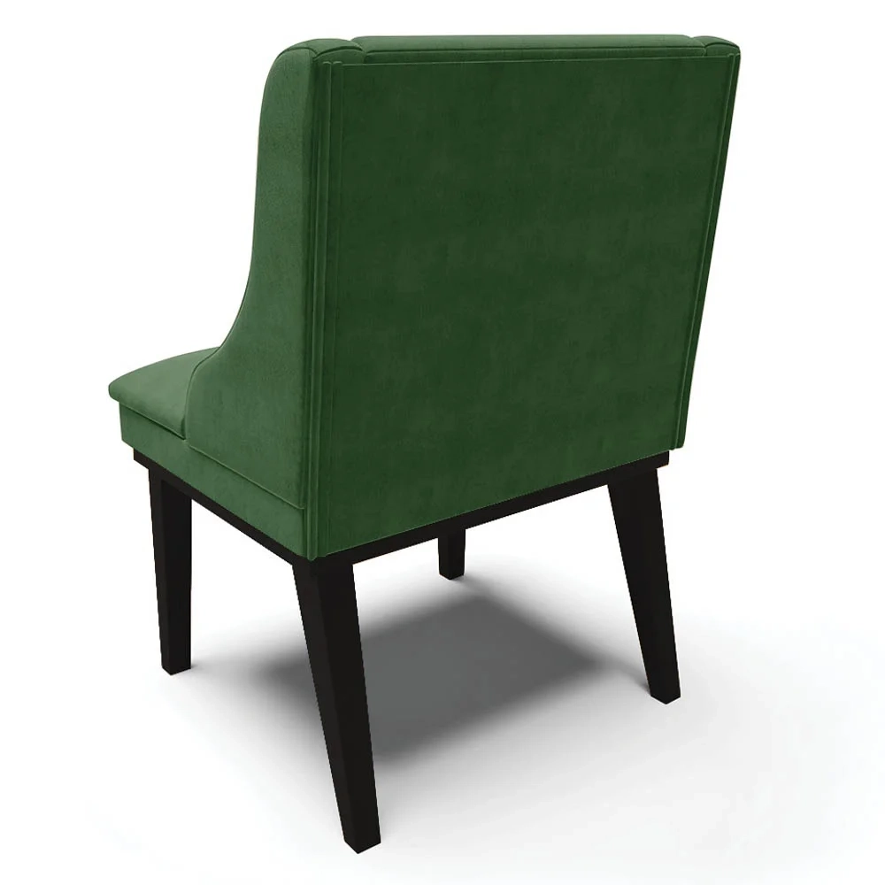 Cadeira Estofada para Sala de Jantar Base Fixa de Madeira Preto Lia Suede Verde - Ibiza