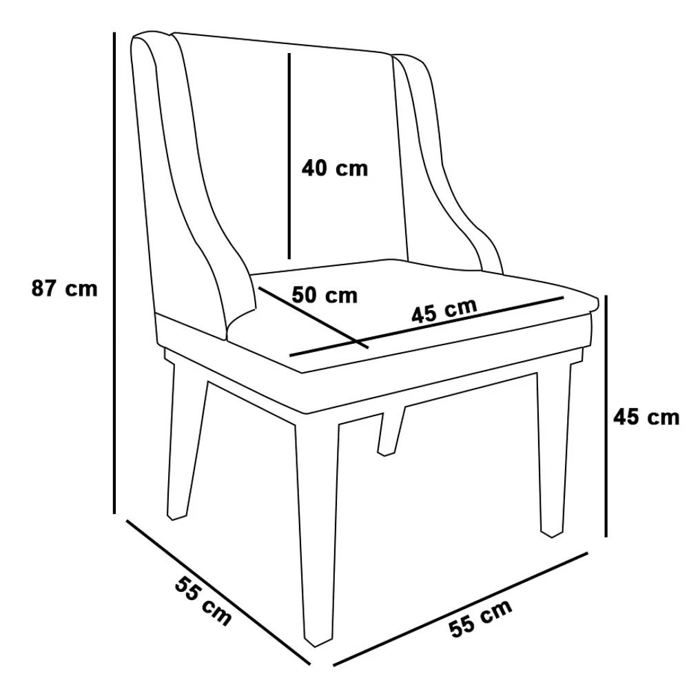 Cadeira Estofada para Sala de Jantar Base Fixa de Madeira Preto Lia Veludo Cinza - Ibiza