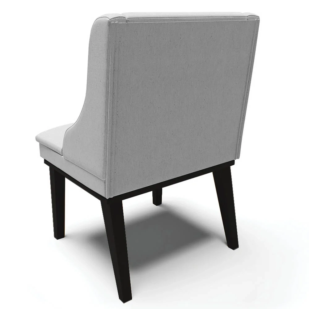 Kit 4 Cadeiras Estofadas para Sala de Jantar Base Fixa de Madeira Preto Lia Linho Cinza - Ibiza