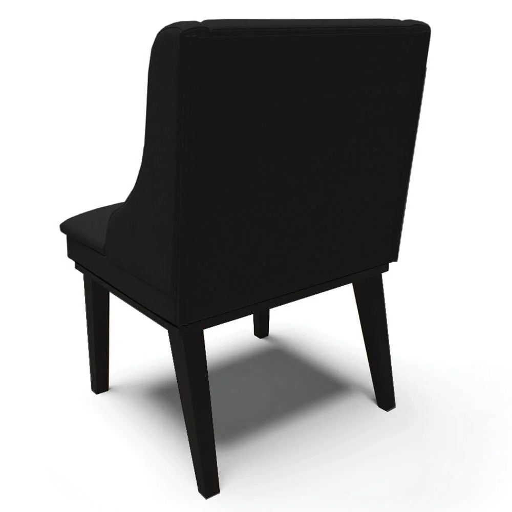 Kit 6 Cadeiras Estofadas para Sala de Jantar Base Fixa de Madeira Preto Lia Linho Preto - Ibiza