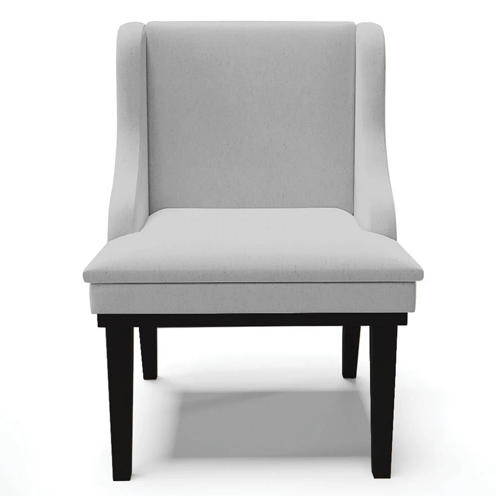 Kit 8 Cadeiras Estofadas para Sala de Jantar Base Fixa de Madeira Preto Lia Linho Cinza - Ibiza