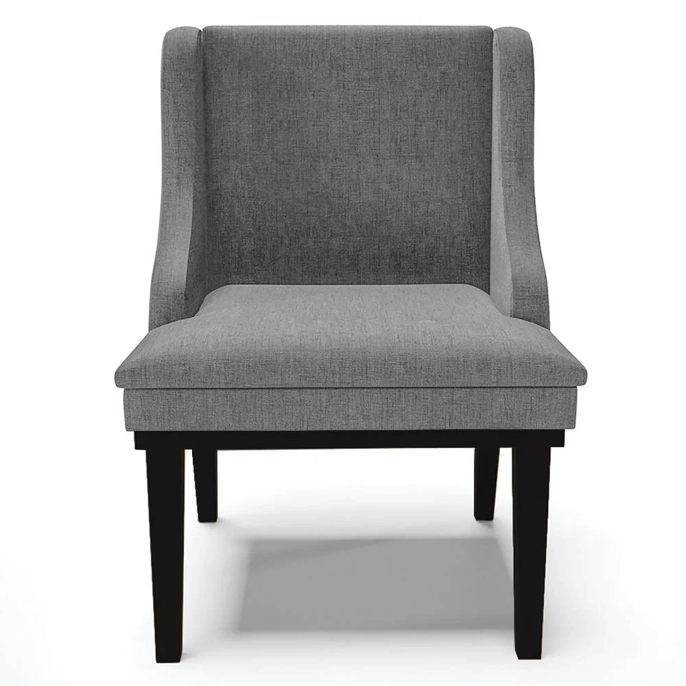 Kit 8 Cadeiras Estofadas para Sala de Jantar Base Fixa de Madeira Preto Lia Linho Grafite - Ibiza