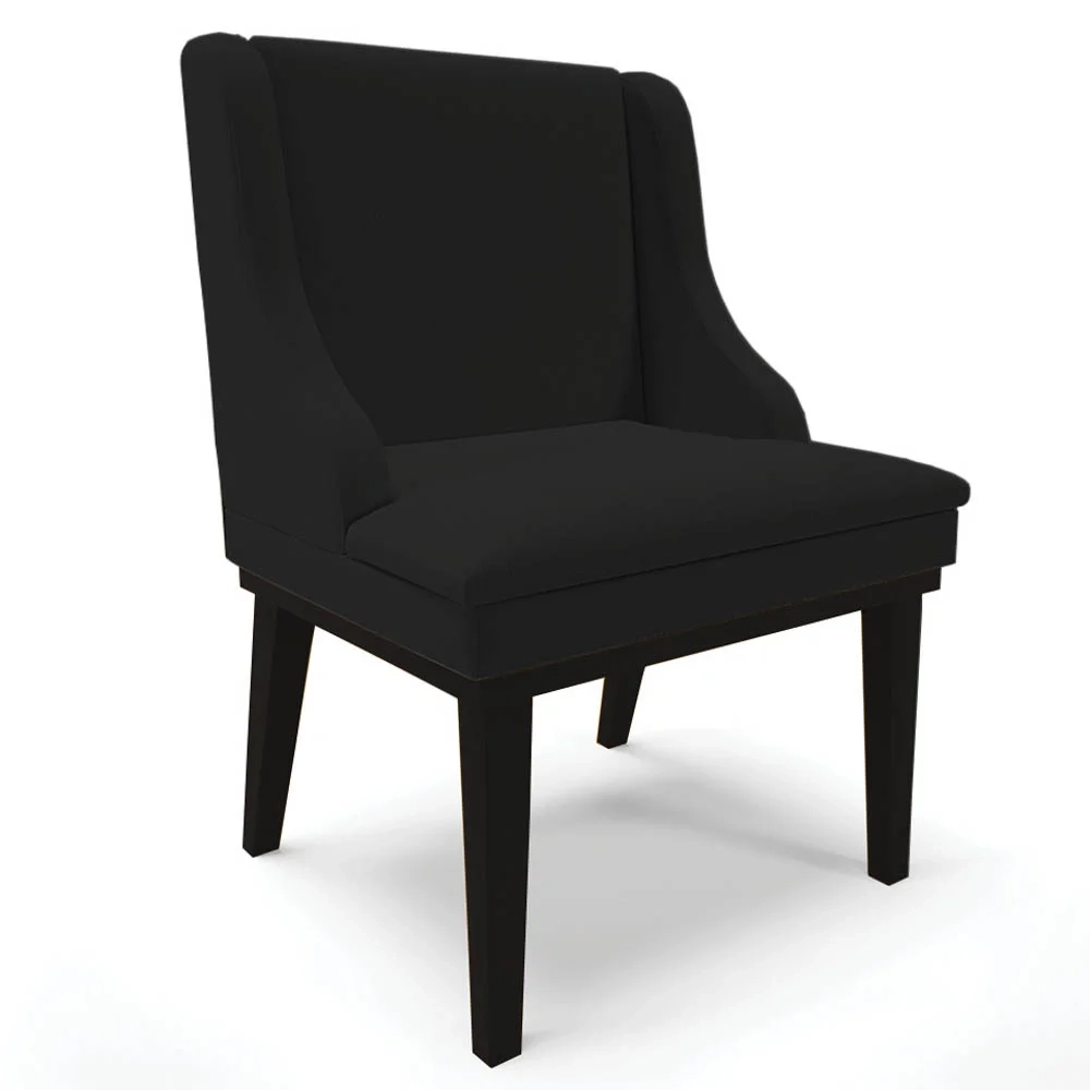 Kit 8 Cadeiras Estofadas para Sala de Jantar Base Fixa de Madeira Preto Lia Linho Preto - Ibiza