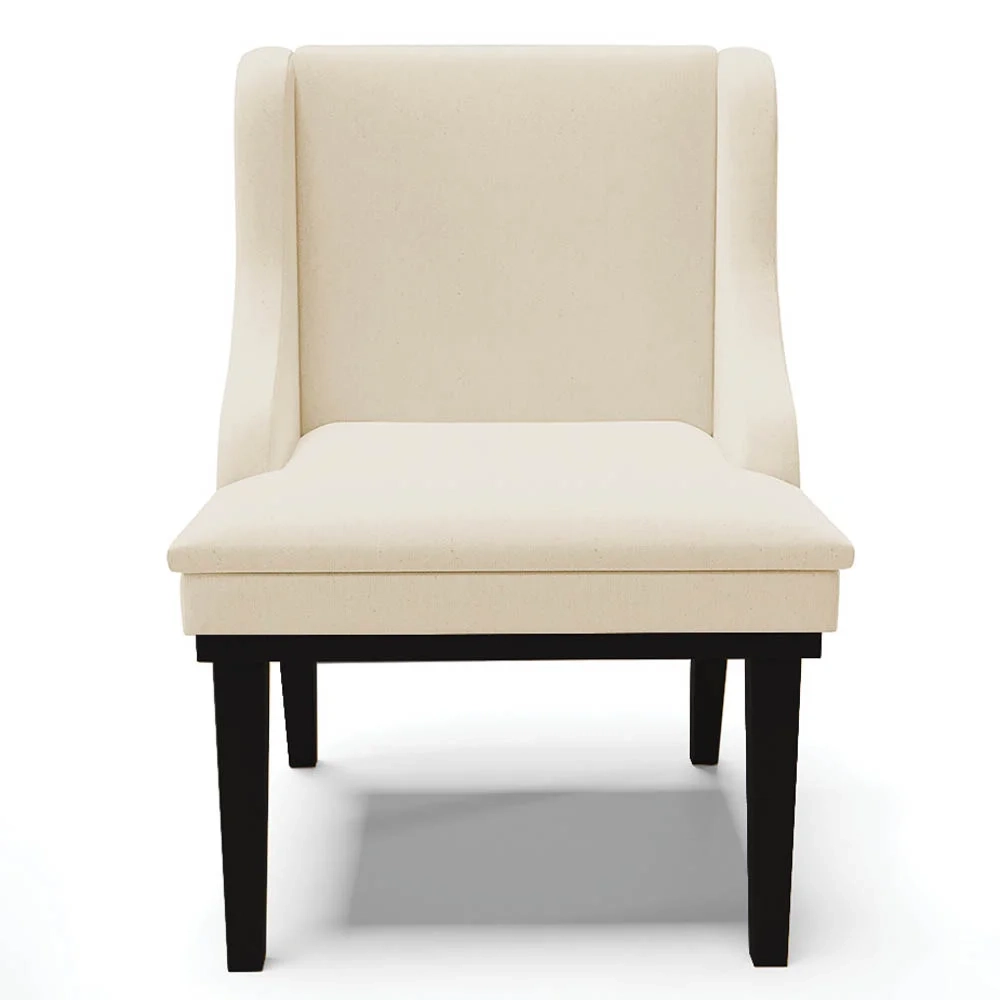 Kit 8 Cadeiras Estofadas para Sala de Jantar Base Fixa de Madeira Preto Lia Linho Bege - Ibiza