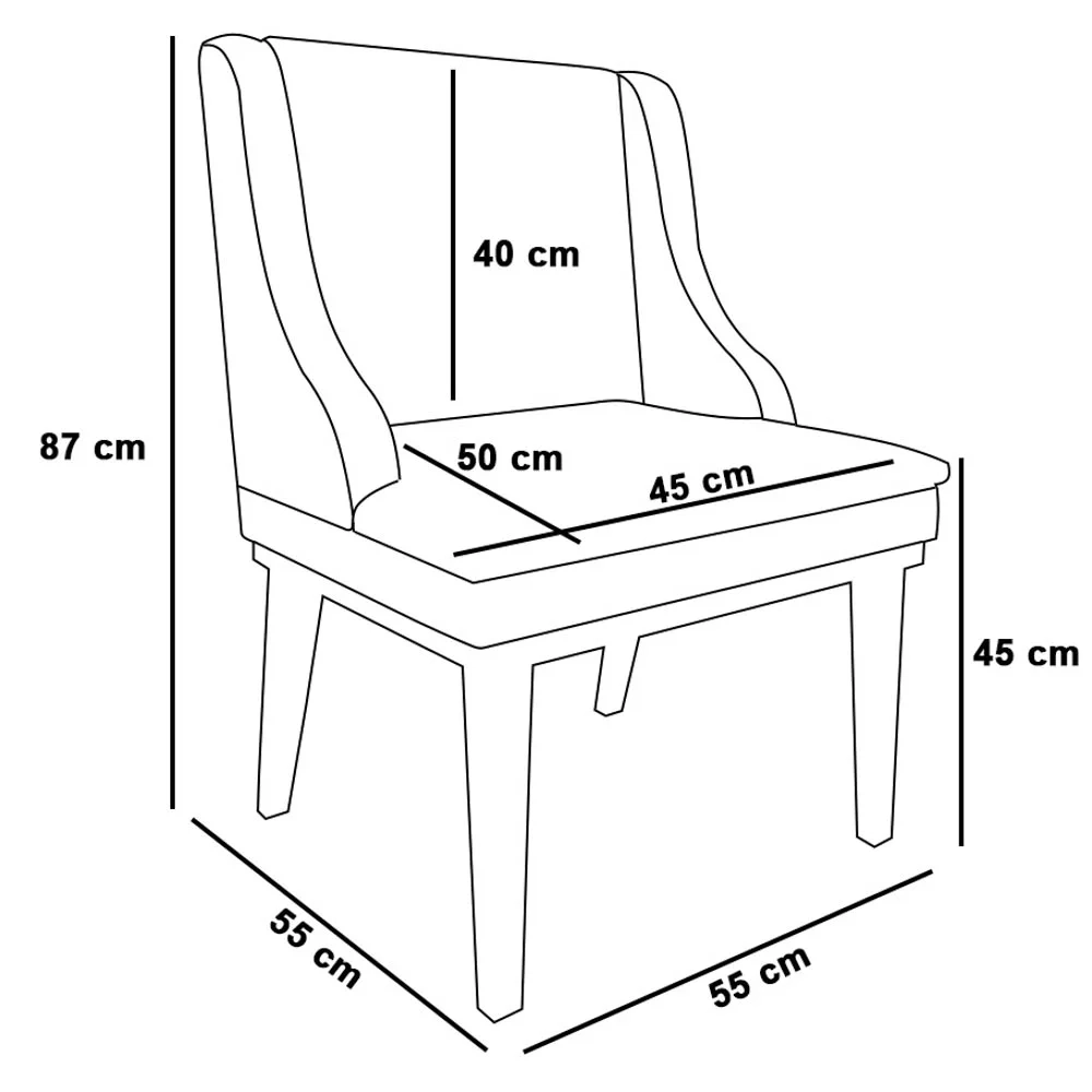 Kit 10 Cadeiras Estofadas para Sala de Jantar Base Fixa de Madeira Preto Lia Linho Cinza - Ibiza