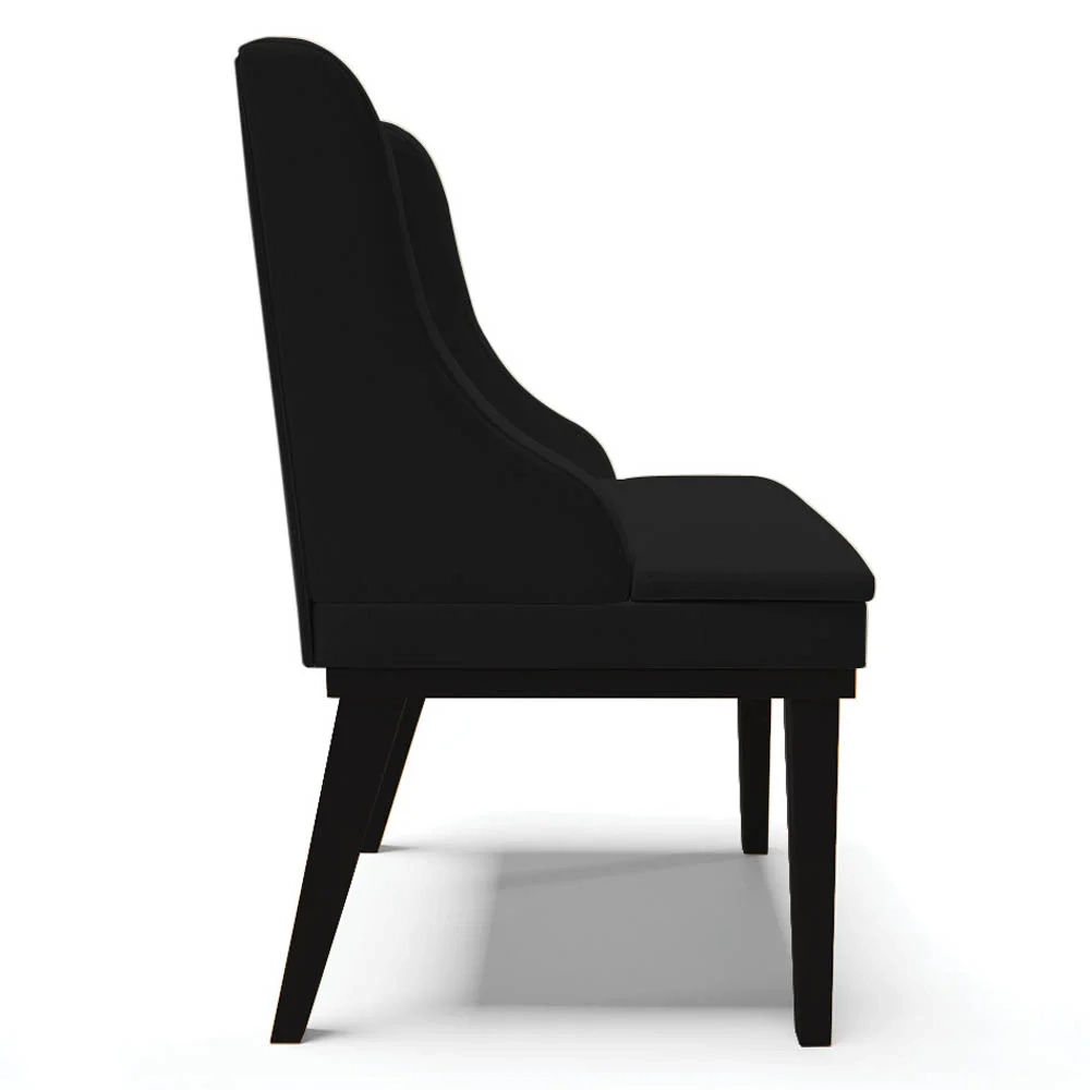 Kit 10 Cadeiras Estofadas para Sala de Jantar Base Fixa de Madeira Preto Lia Linho Preto - Ibiza