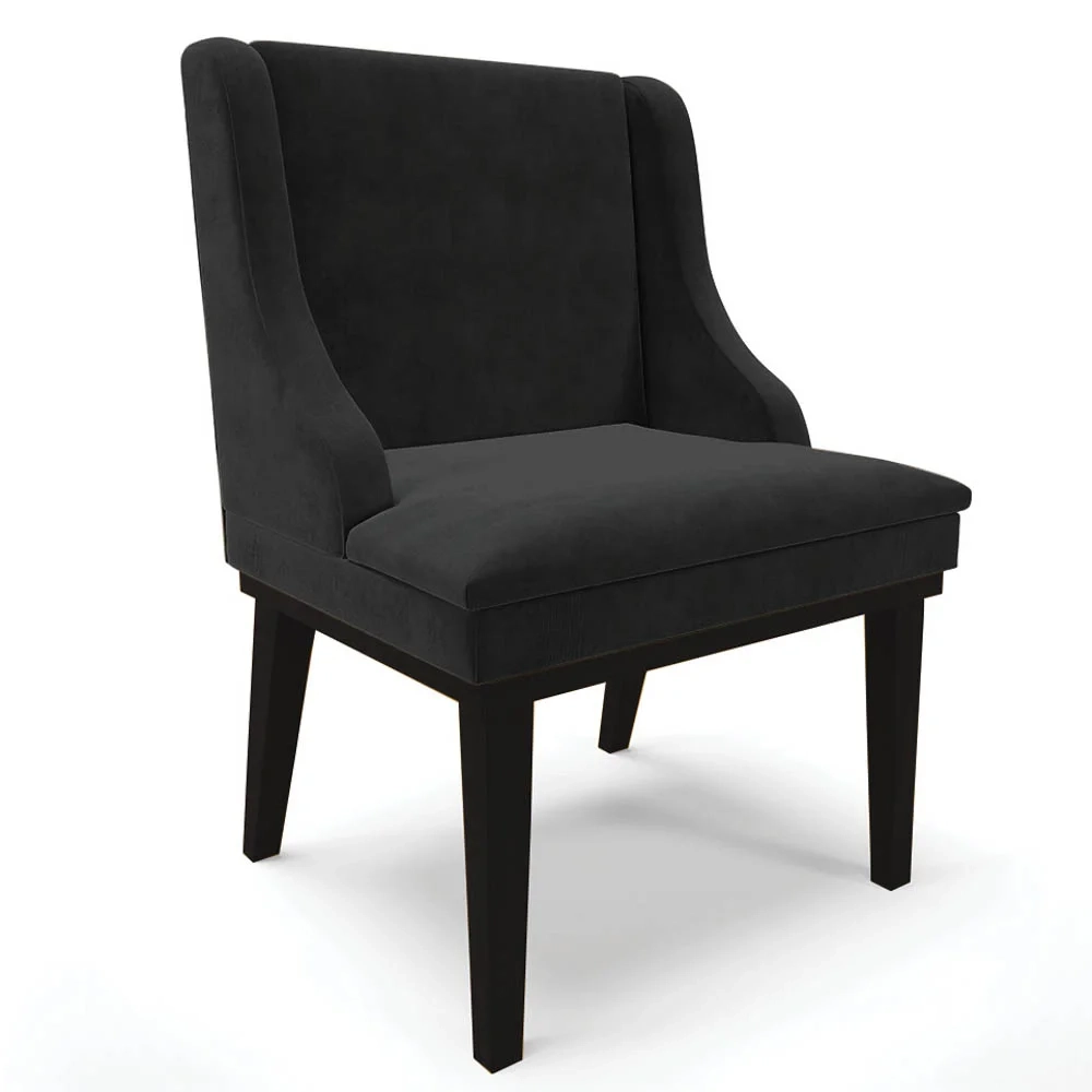 Kit 2 Cadeiras Estofadas para Sala de Jantar Base Fixa de Madeira Preto Lia Suede Preto - Ibiza