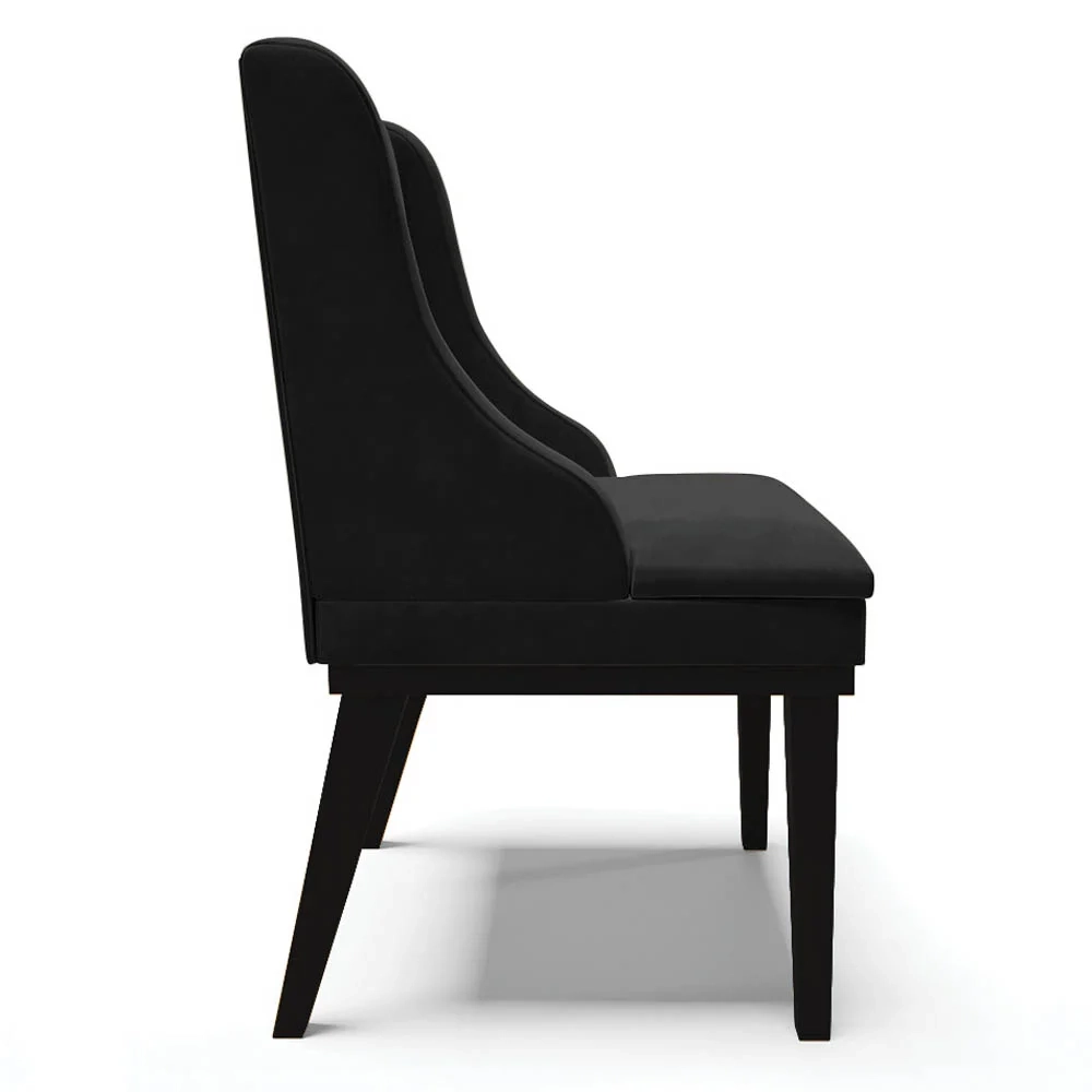 Kit 4 Cadeiras Estofadas para Sala de Jantar Base Fixa de Madeira Preto Lia Suede Preto - Ibiza