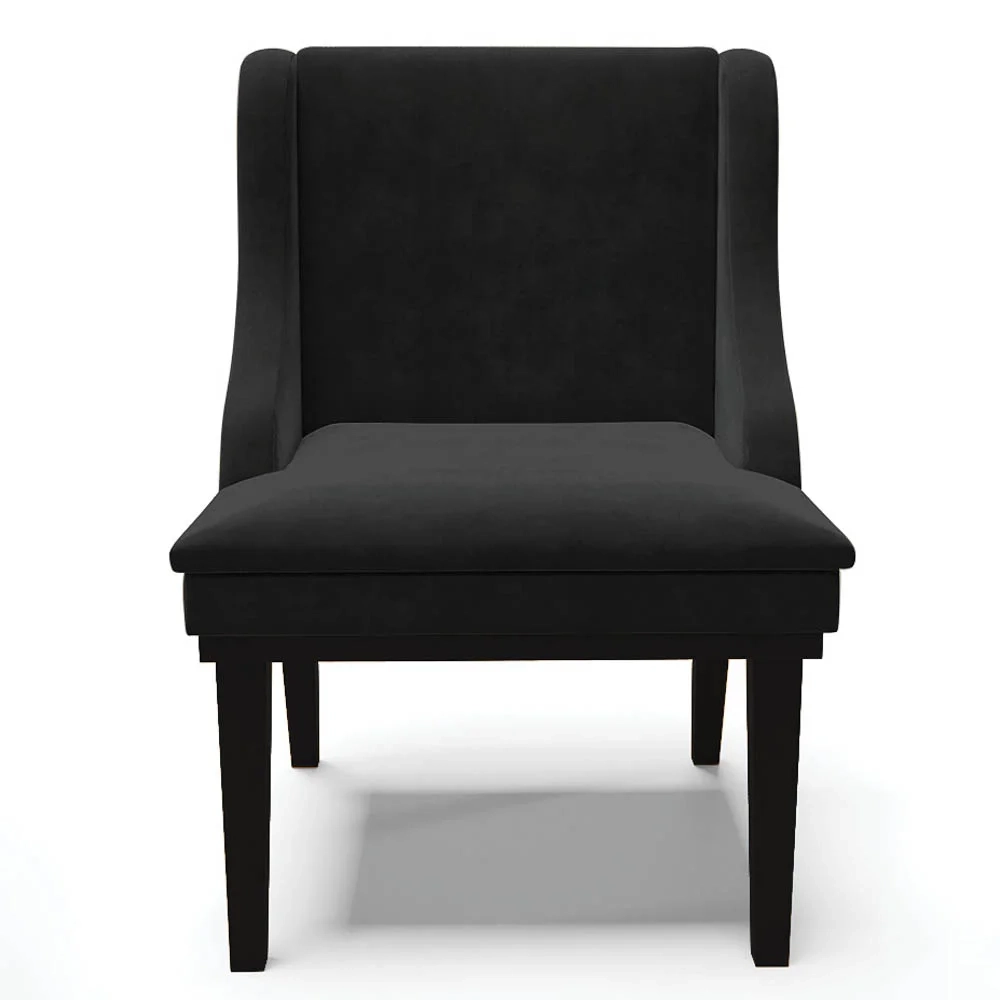 Kit 4 Cadeiras Estofadas para Sala de Jantar Base Fixa de Madeira Preto Lia Suede Preto - Ibiza