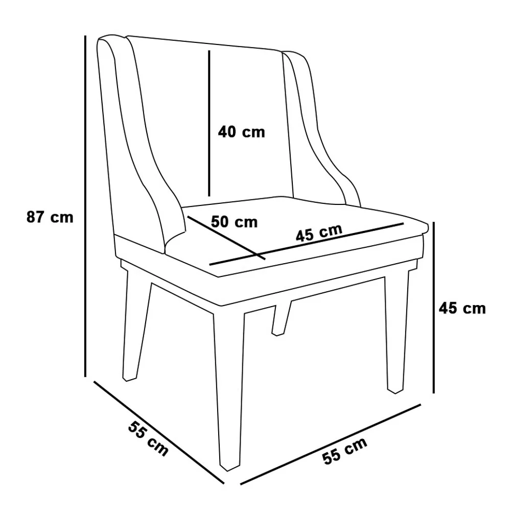 Kit 4 Cadeiras Estofadas para Sala de Jantar Base Fixa de Madeira Preto Lia Suede Rosê - Ibiza