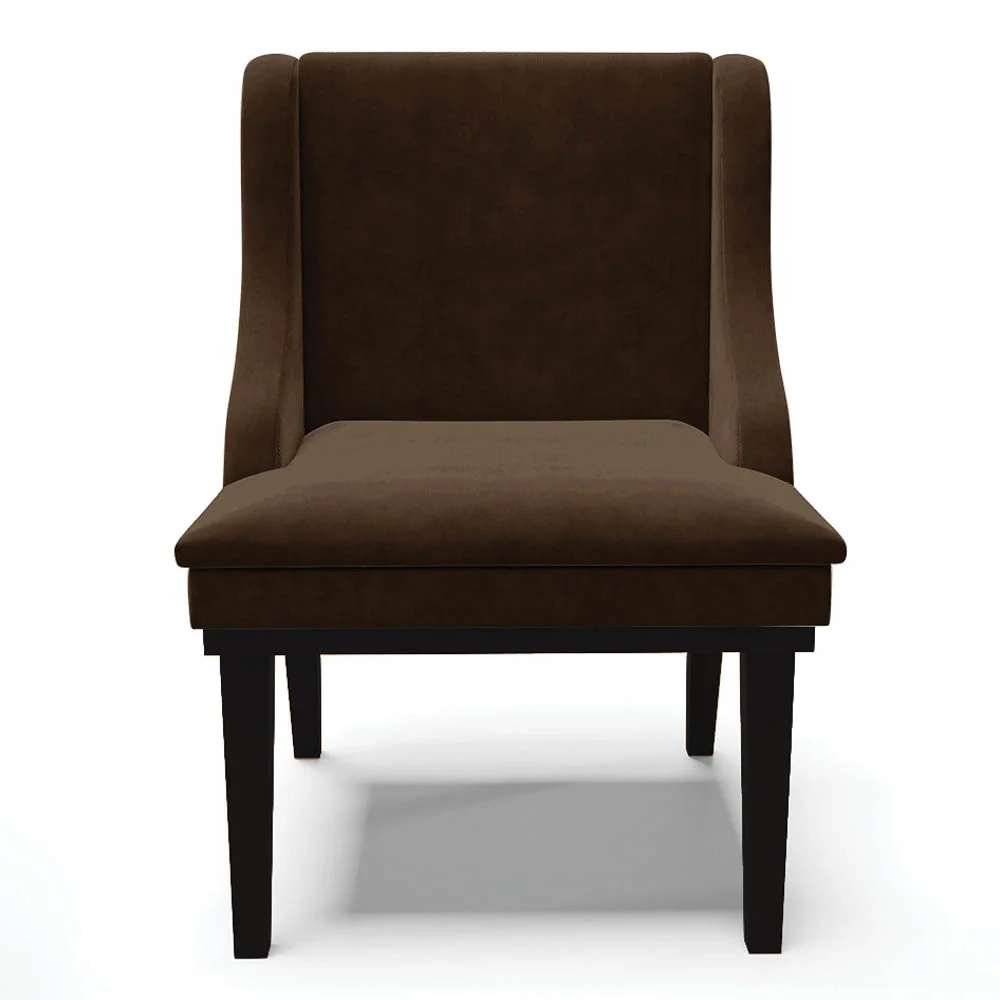 Kit 6 Cadeiras Estofadas para Sala de Jantar Base Fixa de Madeira Preto Lia Suede Marrom - Ibiza