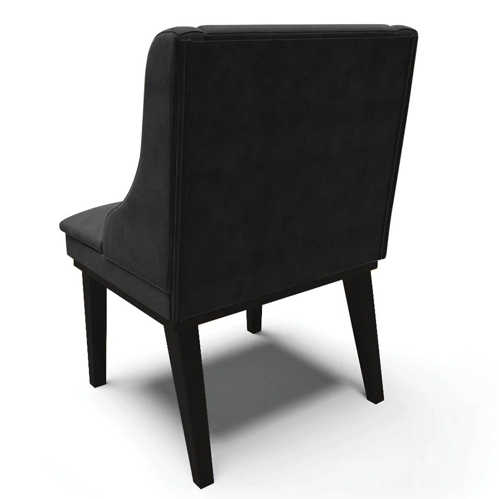 Kit 6 Cadeiras Estofadas para Sala de Jantar Base Fixa de Madeira Preto Lia Suede Preto - Ibiza
