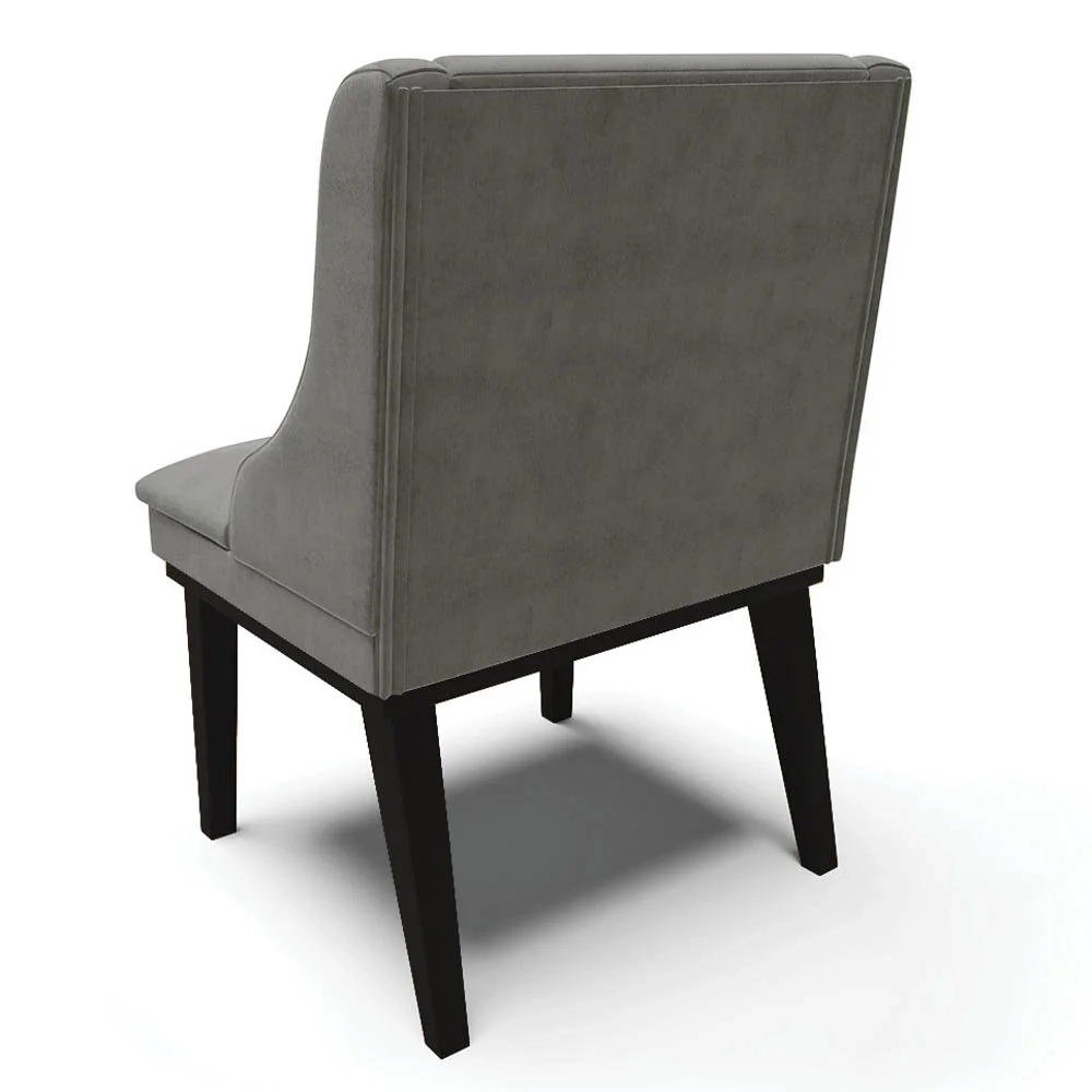 Kit 6 Cadeiras Estofadas para Sala de Jantar Base Fixa de Madeira Preto Lia Suede Grafite - Ibiza