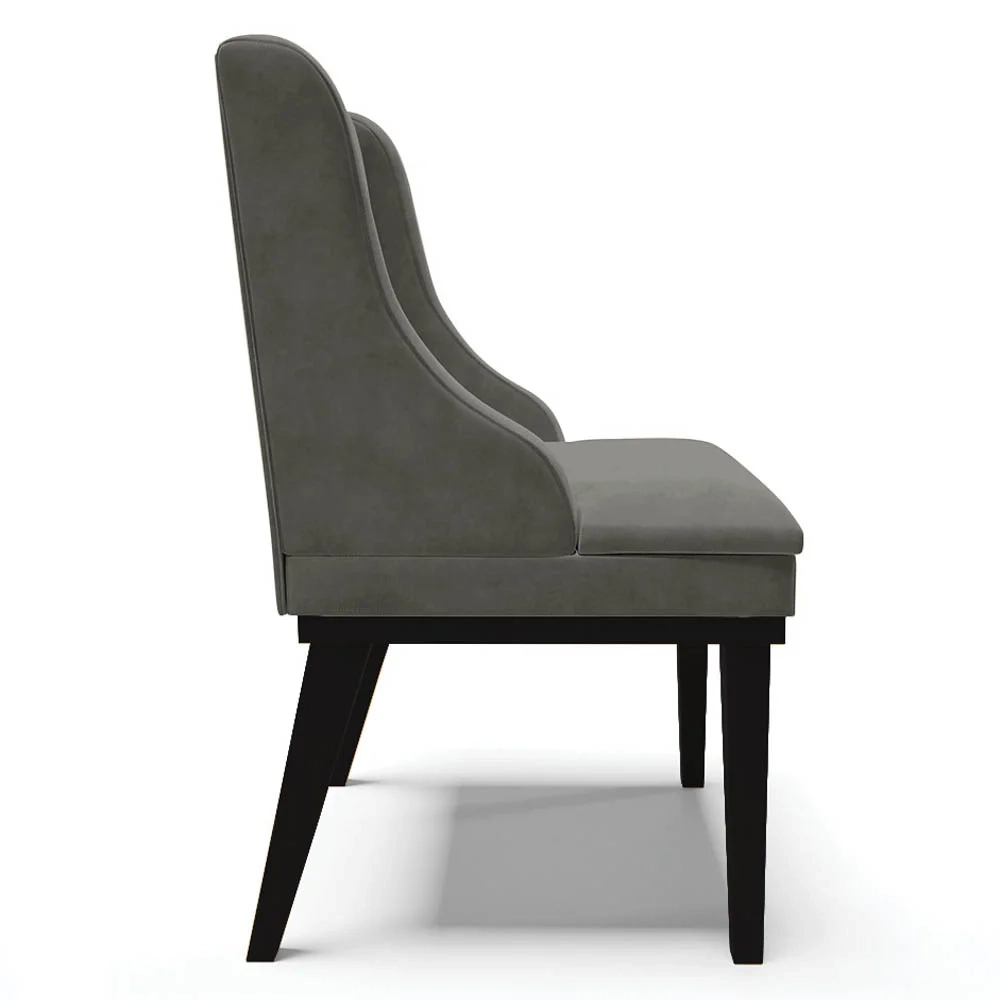 Kit 6 Cadeiras Estofadas para Sala de Jantar Base Fixa de Madeira Preto Lia Suede Grafite - Ibiza