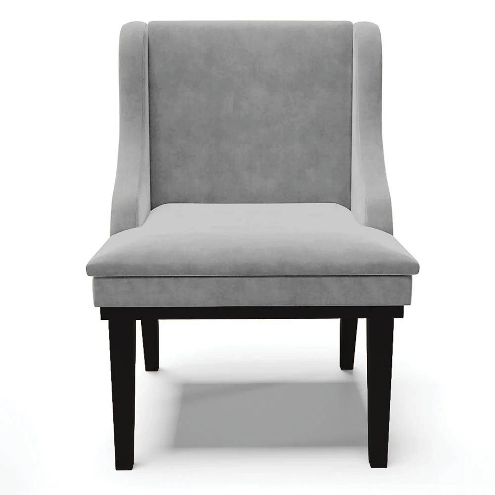 Kit 8 Cadeiras Estofadas para Sala de Jantar Base Fixa de Madeira Preto Lia Suede Cinza - Ibiza