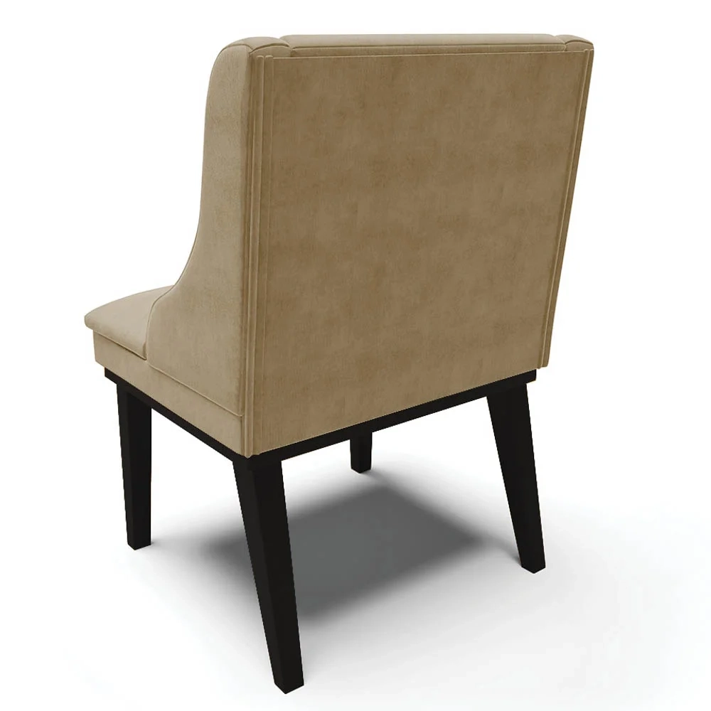 Kit 8 Cadeiras Estofadas para Sala de Jantar Base Fixa de Madeira Preto Lia Suede Marrom RT - Ibiza