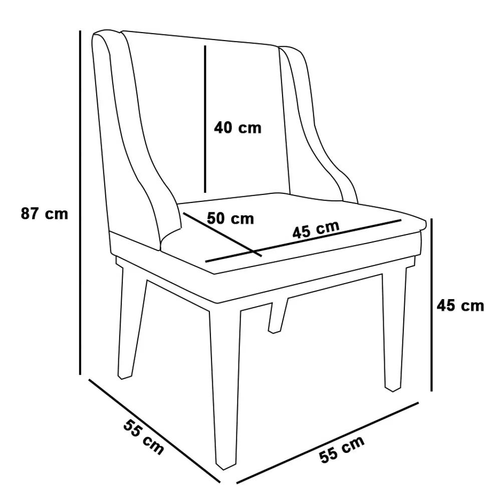 Kit 8 Cadeiras Estofadas para Sala de Jantar Base Fixa de Madeira Preto Lia Suede Verde - Ibiza