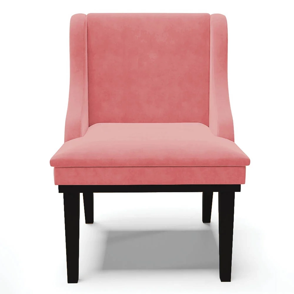 Kit 8 Cadeiras Estofadas para Sala de Jantar Base Fixa de Madeira Preto Lia Suede Rosê - Ibiza