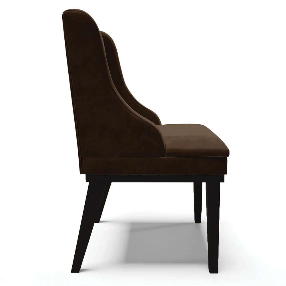 Kit 10 Cadeiras Estofadas para Sala de Jantar Base Fixa de Madeira Preto Lia Suede Marrom - Ibiza