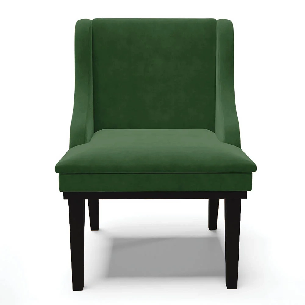 Kit 10 Cadeiras Estofadas para Sala de Jantar Base Fixa de Madeira Preto Lia Suede Verde - Ibiza