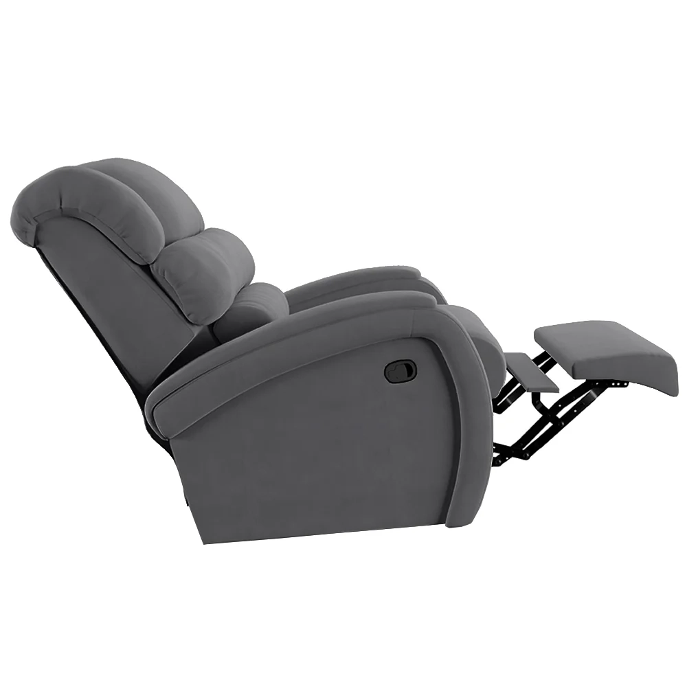 Poltrona do Papai Reclinável Kalie Manual Gatilho FH9 Veludo Cinza - Mpozenato