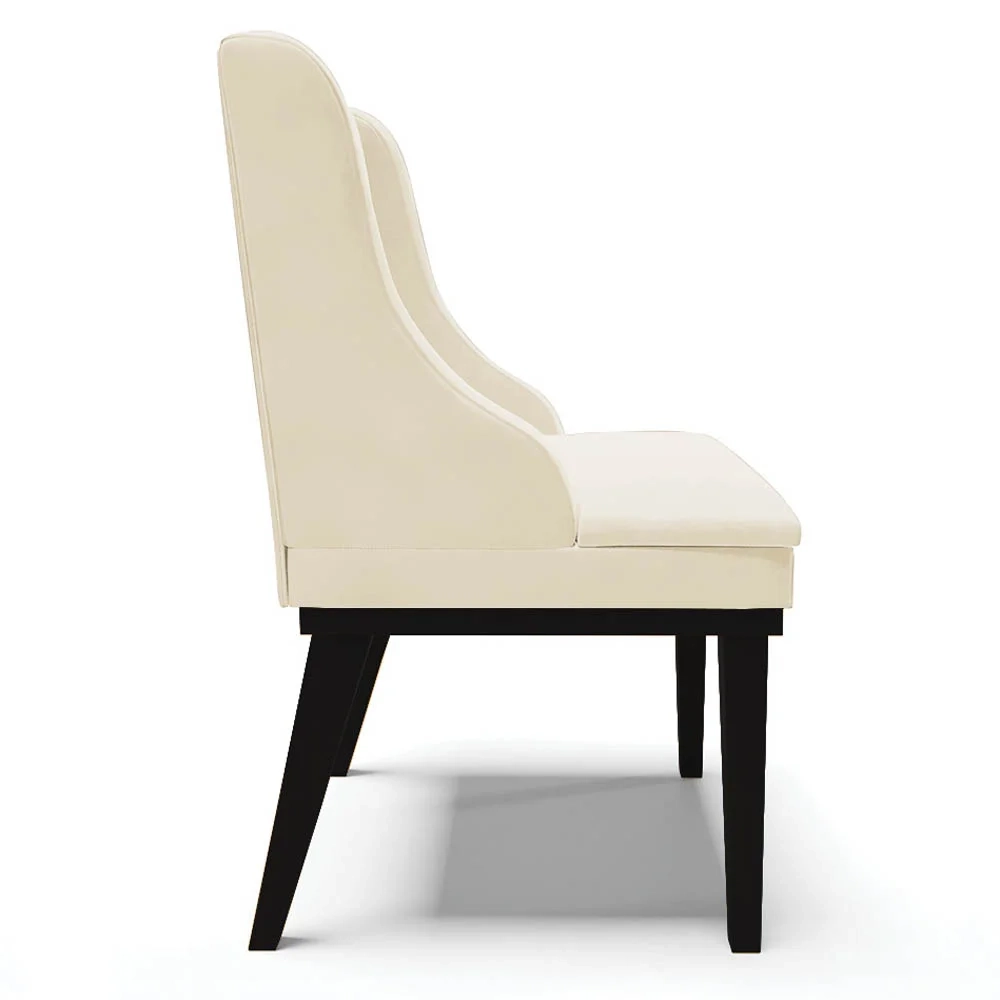 Kit 6 Cadeiras Estofadas para Sala de Jantar Base Fixa de Madeira Preto Lia Veludo Bege - Ibiza