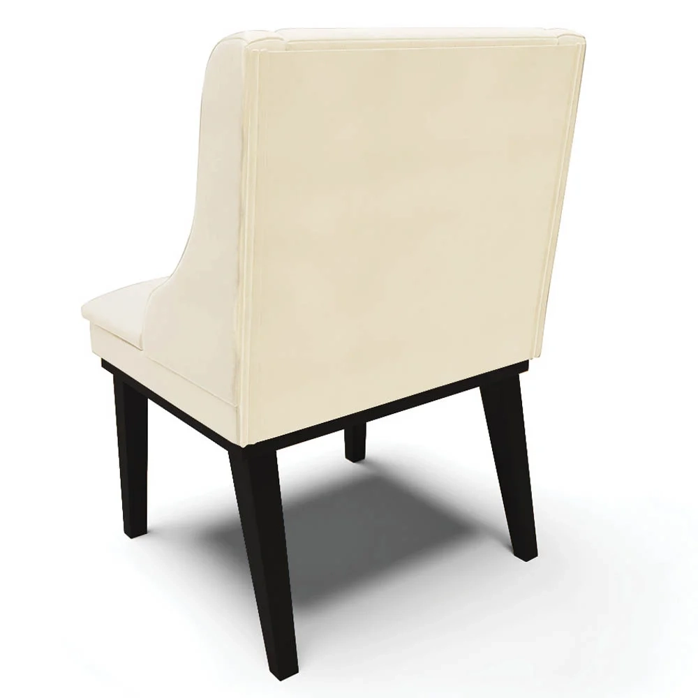 Kit 6 Cadeiras Estofadas para Sala de Jantar Base Fixa de Madeira Preto Lia Veludo Bege - Ibiza