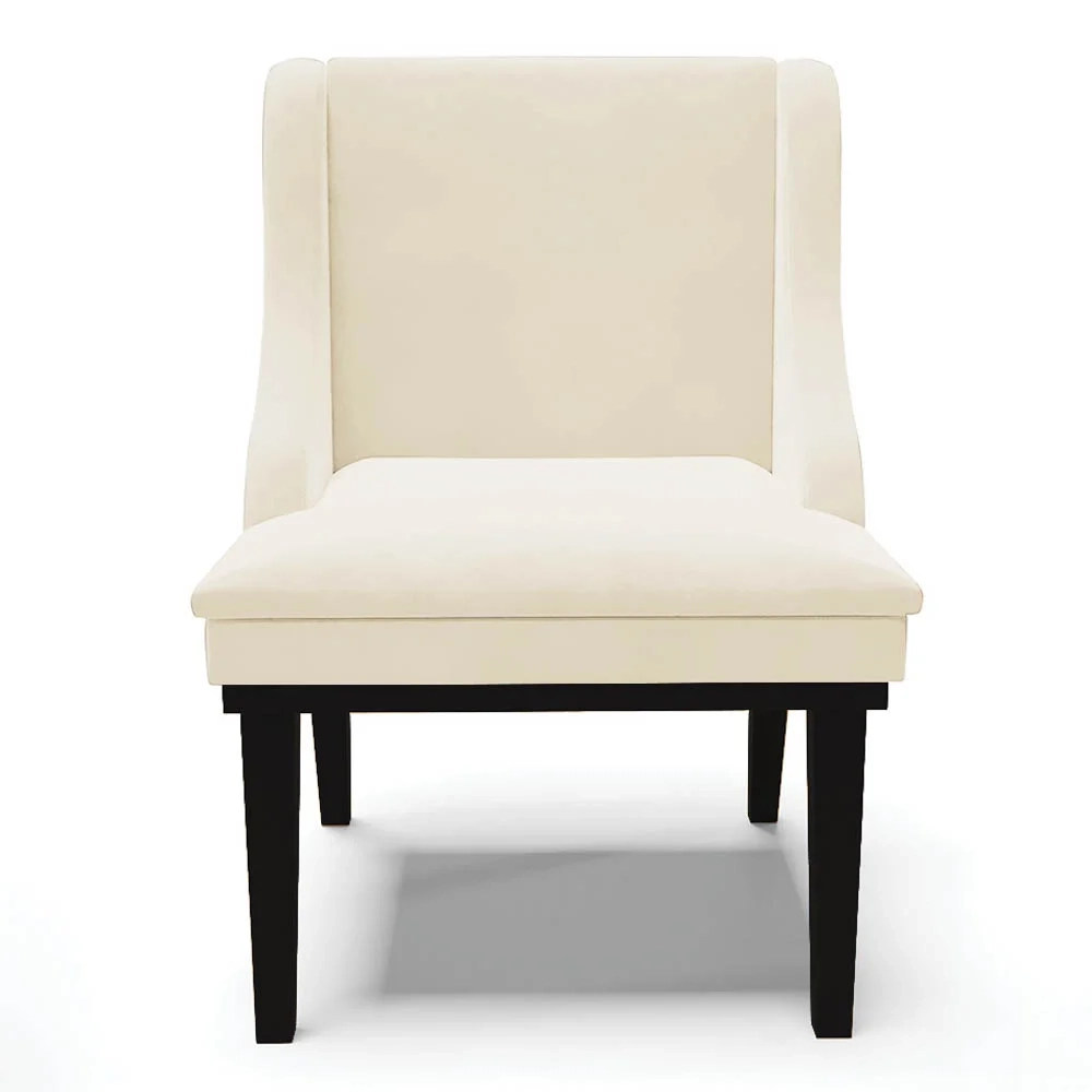 Kit 6 Cadeiras Estofadas para Sala de Jantar Base Fixa de Madeira Preto Lia Veludo Bege - Ibiza