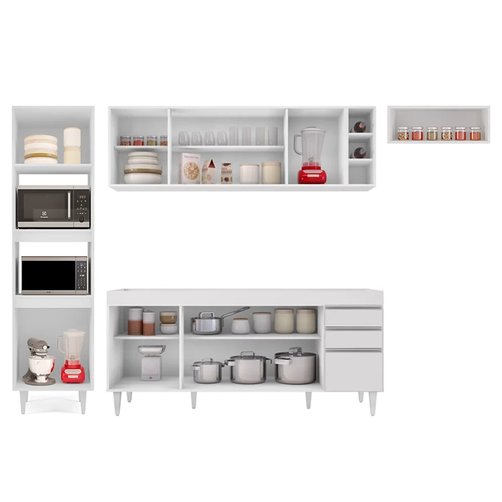 Armário de Cozinha Modulada 5 Peças CP16 Balcão Branco - Lumil