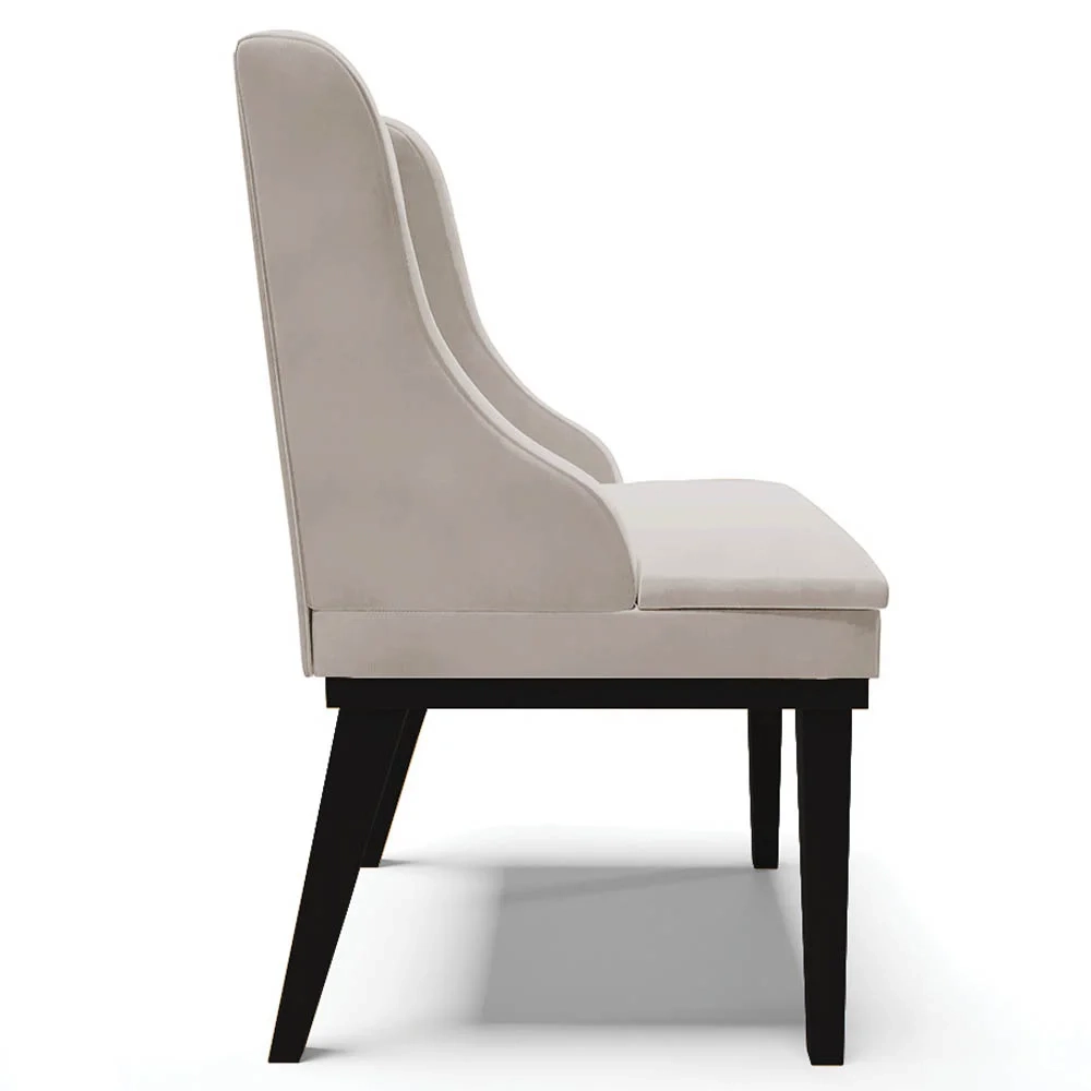 Kit 6 Cadeiras Estofadas para Sala de Jantar Base Fixa de Madeira Preto Lia Veludo Cinza - Ibiza