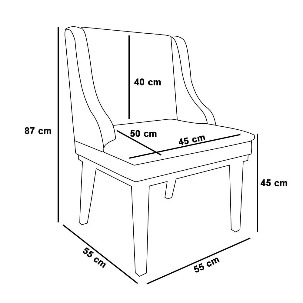 Cadeira Estofada Sala de Jantar Base Madeira Kit 8 Preto Lia Veludo Rosê - Ibiza